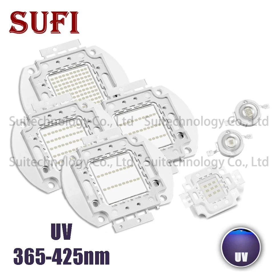 

High Power UV Purple Light 3W 5W 10W 20W 30W 50W 100W Lamp Beads 365nm 370nm 375nm 385nm 395nm 400nm 425nm Ultraviolet Chips