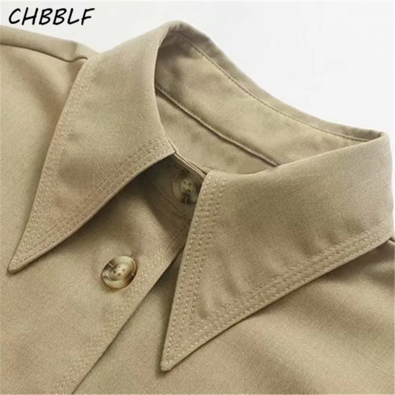 CHBBLF женское платье цвета хаки длиной до колена с поясом-бантом и карманами