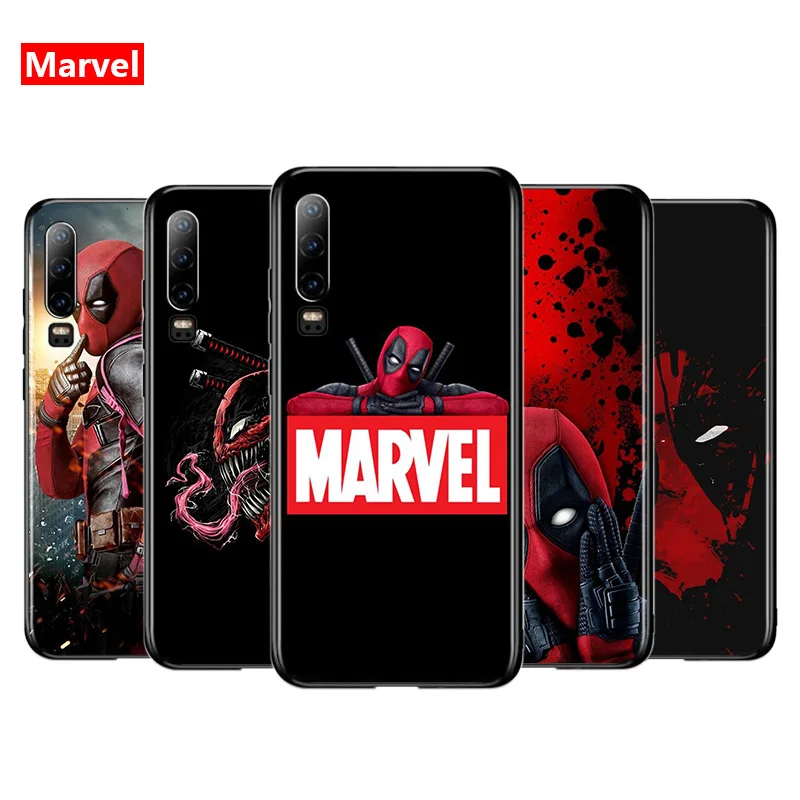 

Marvel Avengers Super Hero Deadpool For Huawei P50 P40 P30 P20 P10 P9 P8 Lite E Mini Pro Plus 5G TPU Silicone Black Phone Case
