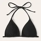 74 # Сексуальное Женское бикини, однотонный Мягкий купальник, пляжная одежда Топ для плавания, лямка через шею, пляжный бюстгальтер, перекрестная повязка, новая мода 2021