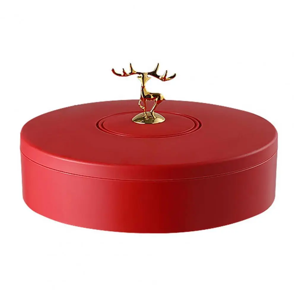 

4 Grids Round Shape Home Candy Fruit Nuts Storage Box Plate Organizer with Lid