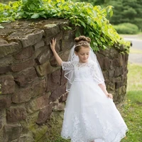 white first communion dress for girls half sleeve flower girl dresses lace holy party birthday gown
