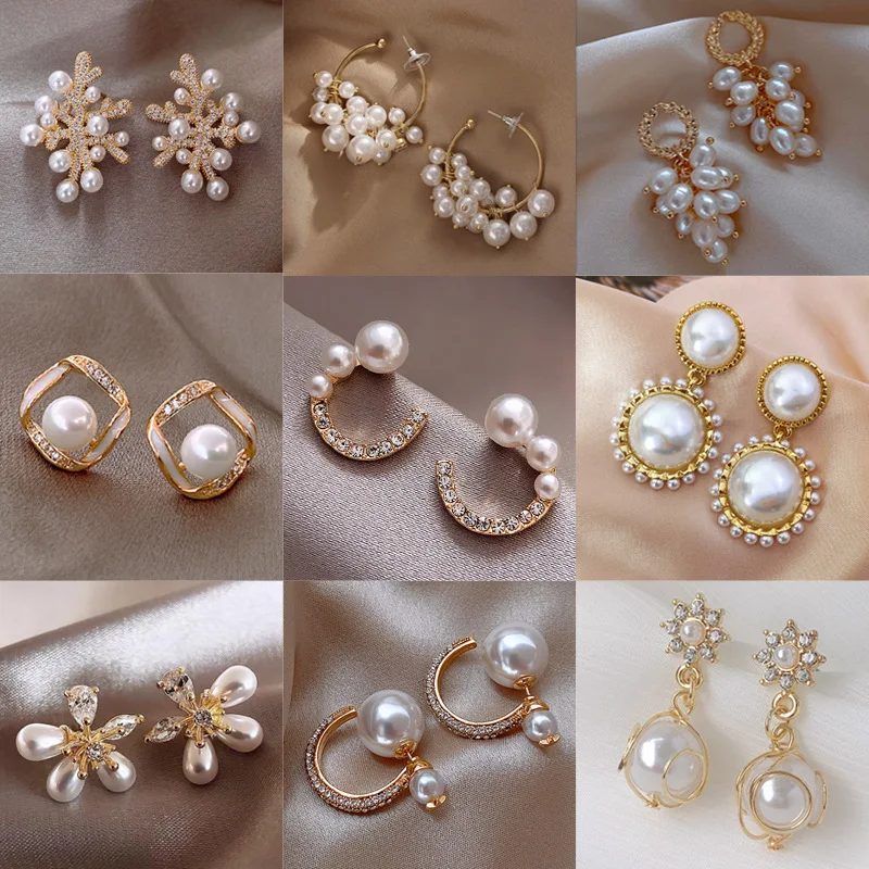

2021 New Trendy S925 Silver Needle Earrings For Women Pearl Earrings Small Fresh Temperament Simple Pearl Earrings Jewelry