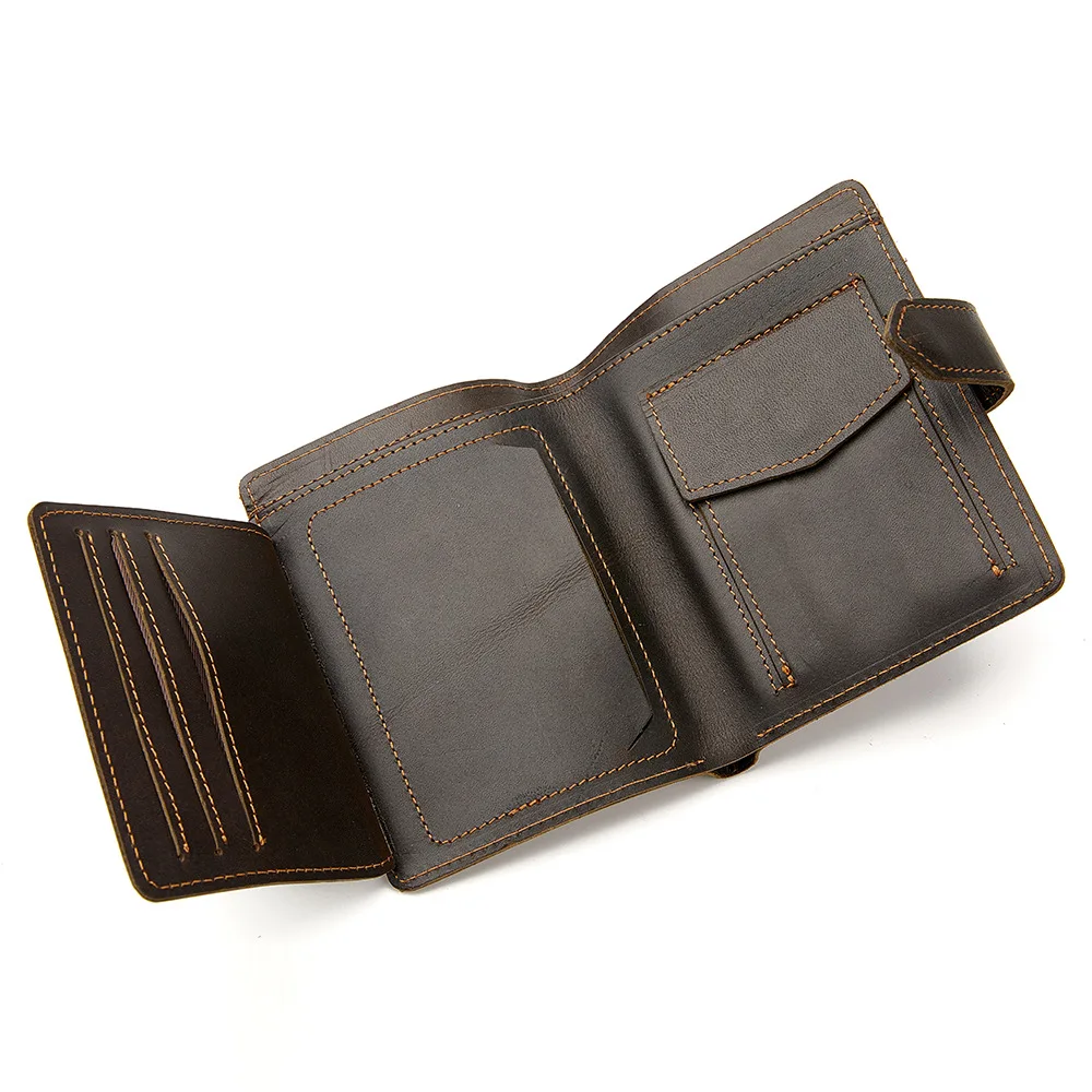 

2021 New Men's Vintage Genuine Leather Wallet 3 Fold Vertical Business Money Bag Credit Card Purse Wallet for Men