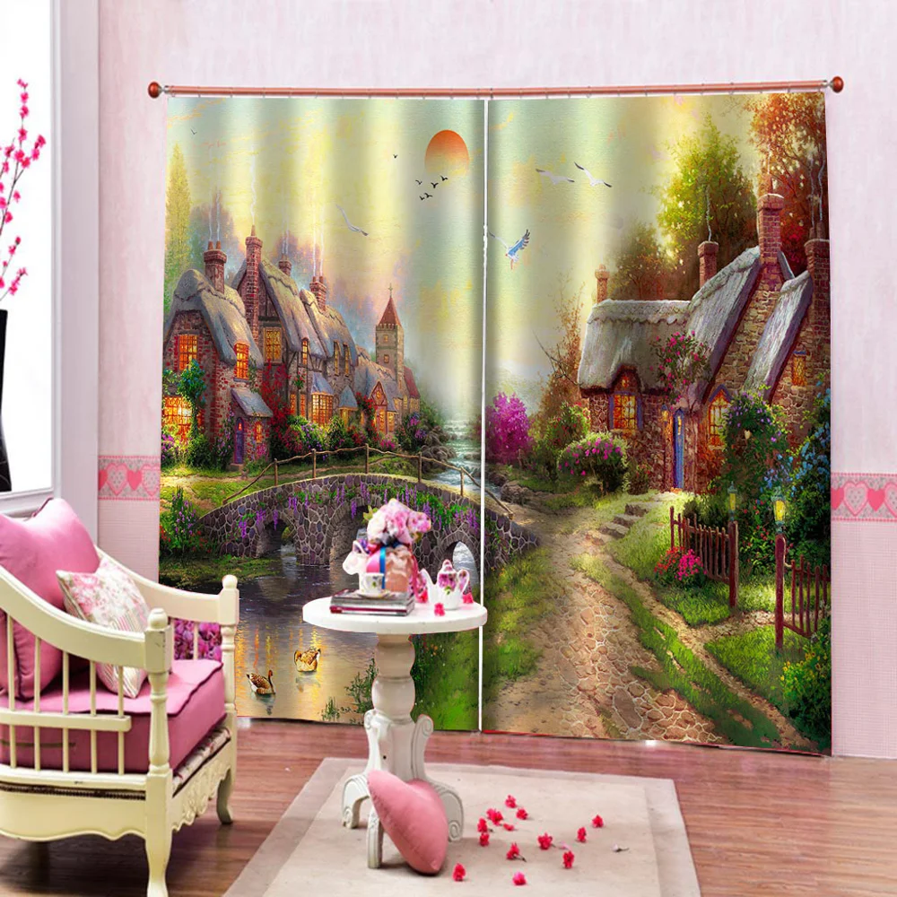 2 шт./комплект занавески на окна с принтом волка | Дом и сад