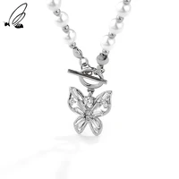 ssteel 925 sterling silver necklace gift for women statement chains clasp design butterfly pendant accessories fine jewellery