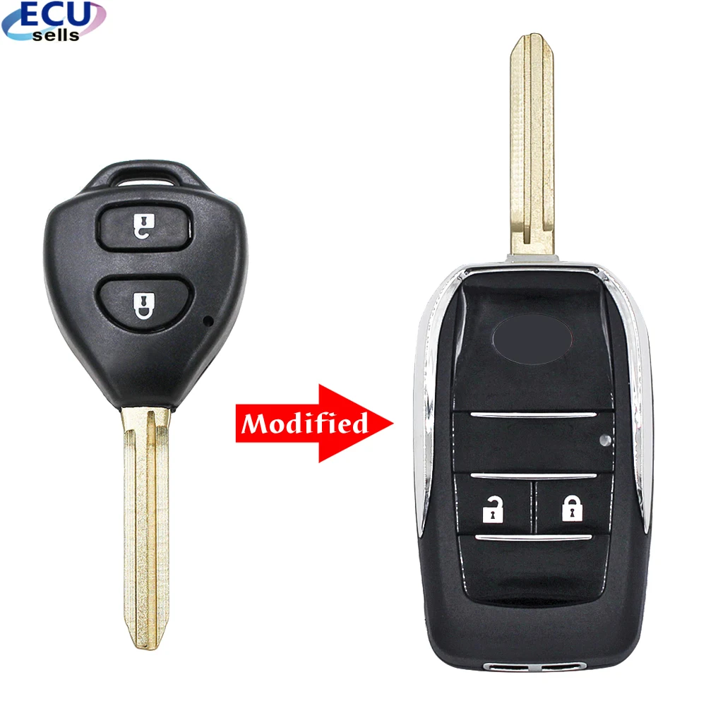 Upgrated 2 Buttons Flip Folding Remote Blank Key Shell For Toyota Corolla RAV4 Toy43 | Автомобили и мотоциклы