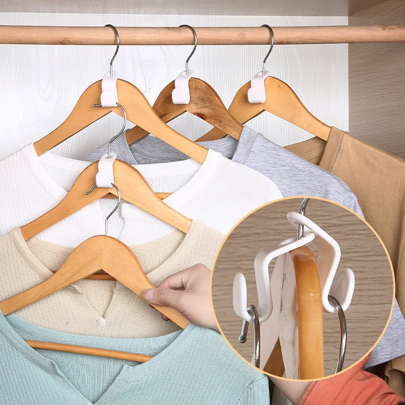 

2/6/12/18 pcs Wardrobe Space-saving Hanger Hook Coat Hook Plastic Closet Stack Hanger Rack Bedroom Storage Wardrobe Organizer