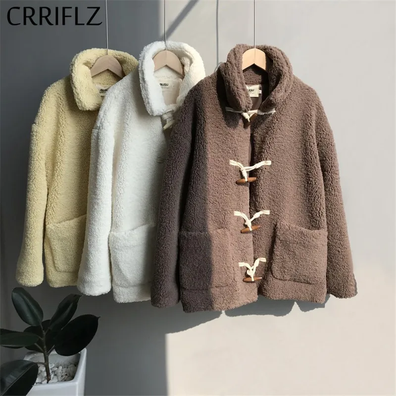 Новая модная зимняя женская куртка из овечьей шерсти короткая милая со стоячим