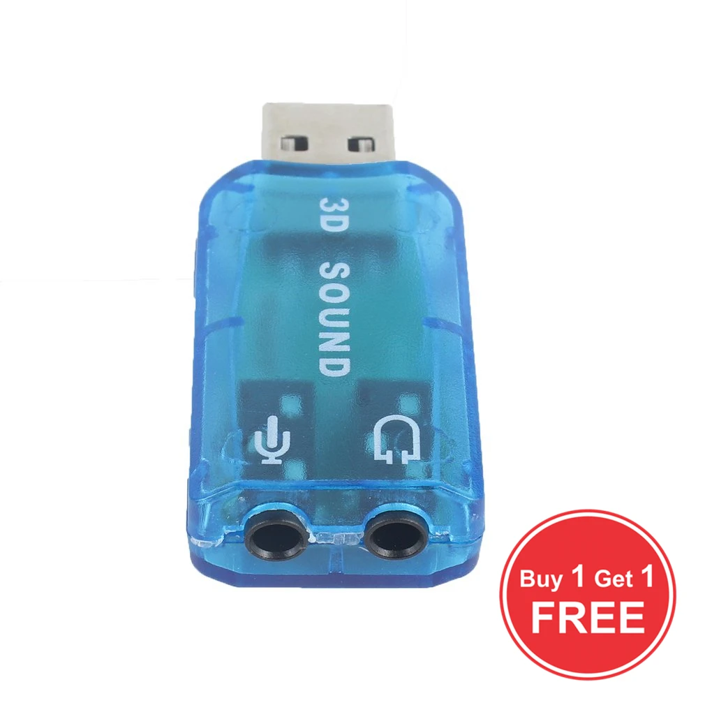 Купите 1 Бесплатный 3d адаптер для аудио карты USB микрофон/динамик объемного
