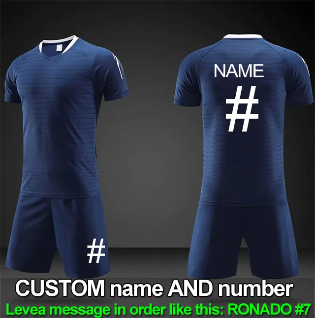 sapphire-name-number Высокое качество жаккардовая ткань индивидуальные любительский футбол Джерси персонализировать футбольная команда комплект пустой футбольный тренировочный костюм футбол - Цвет: sapphire-name-number