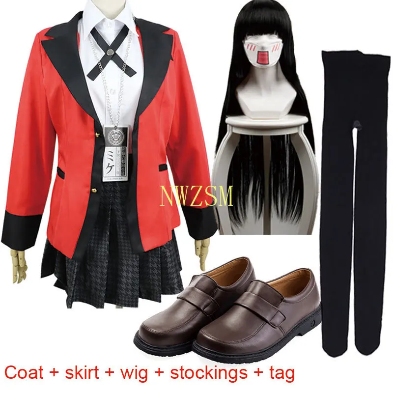 

Carnival Kakegurui Jabami Yumeko Yomoduki Runa Cosplay Costume for Women Coat Wig Shoes Halloween Costume for Women carnival