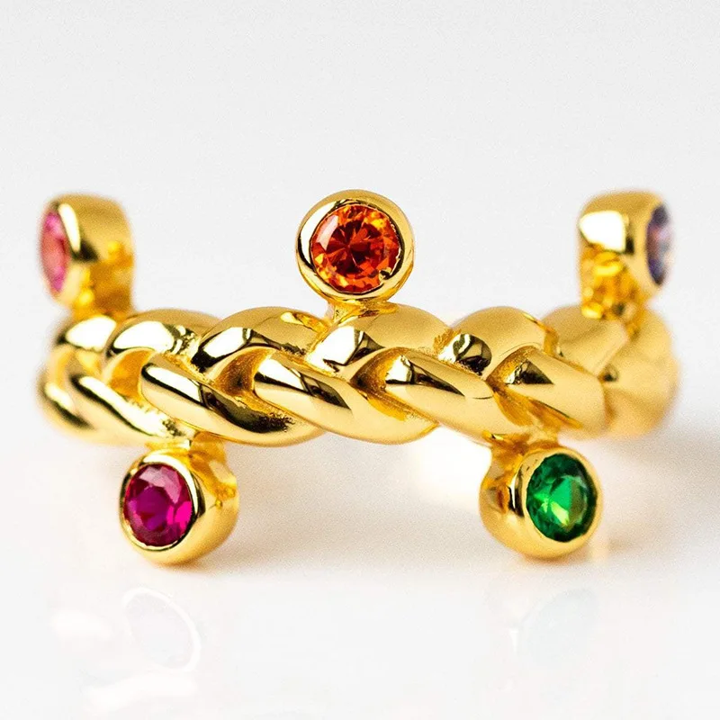 1 шт. женские кольца украшенные разноцветными кристаллами геометрической формы