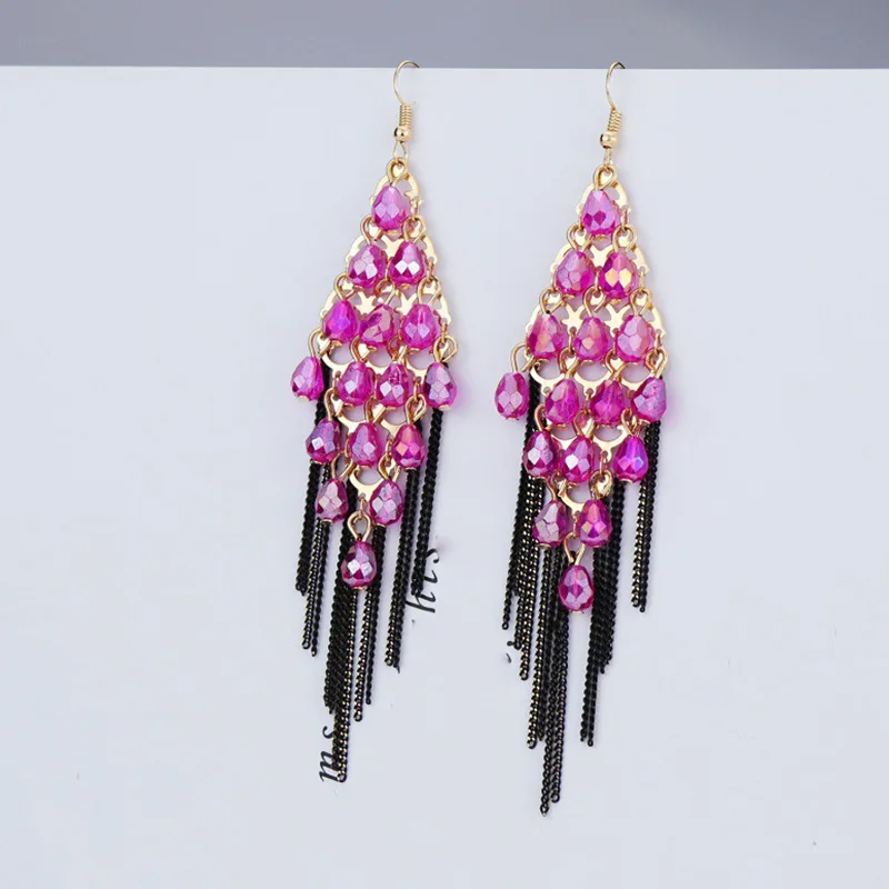 тренд 2020 Новое поступление серьги ручная работа кристалл камень цепочка