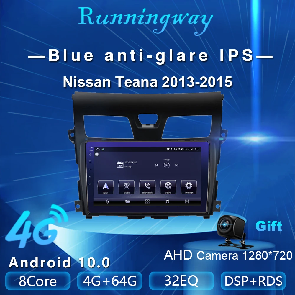 Runningway Android 10 0 5G автомобильный DVD плеер для Nissan Teana 2013 2015 4G + 64G автомобильное радио