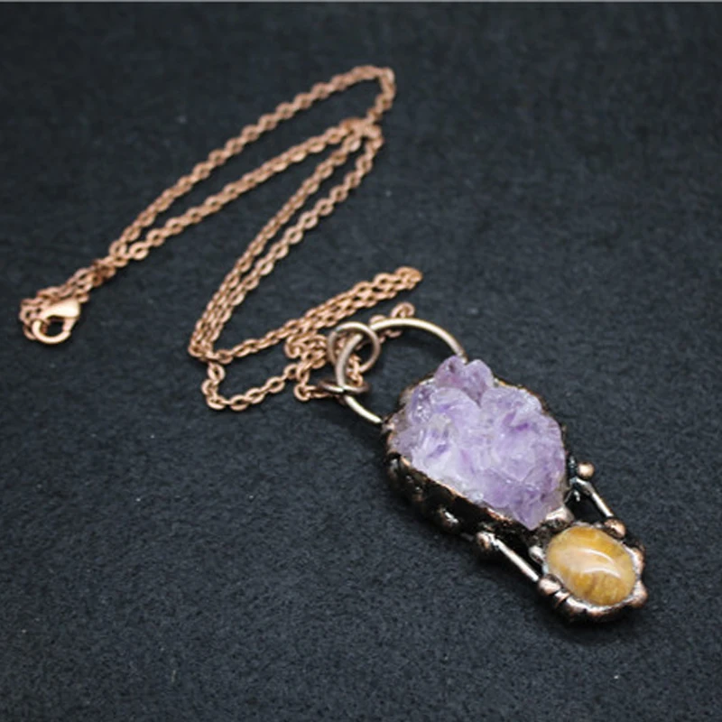 Новое поступление 2021 цепочка с подвеской из натурального аметиста | Ожерелья
