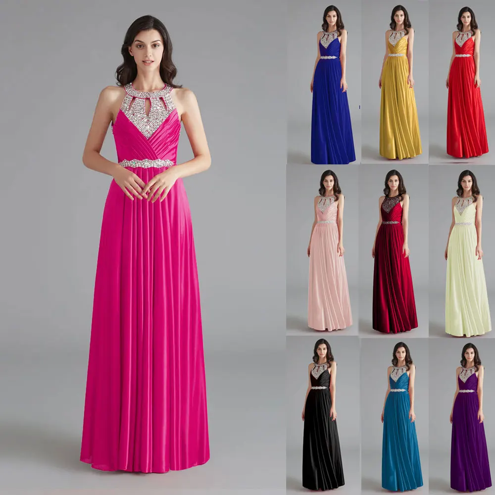 2019 Кристальные платья подружки невесты без бретелек Длинные атласные свадебные