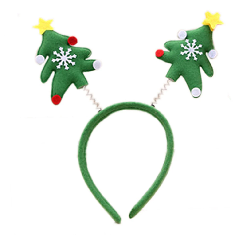 Green tree 1 шт. Милая Рождественская тематическая повязка на голову Санта-Клаус, снеговик, олень, перчатка в форме медведя, Нетканая детская застежка на голову, рождественский подарок, украшение для дома - Цвет: Green tree