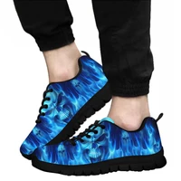 elviswords new male shoes fire skull pattern print on demand black blue red casual sneakers size 37 45 trendy walking shoes