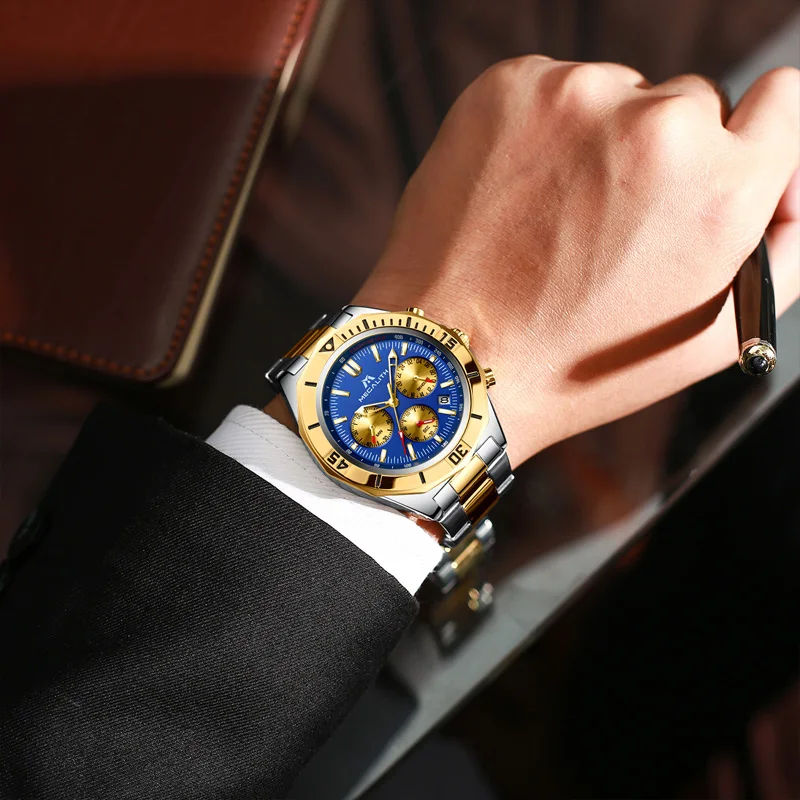 MEGALITH Montre Homme 2019 мужские часы аналоговые кварцевые из натуральной нержавеющей