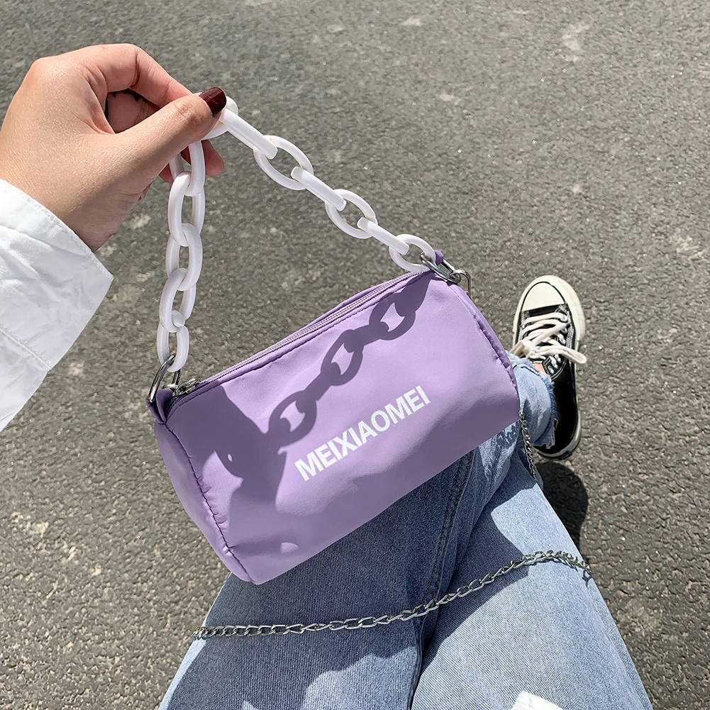 

Canvas Crossbody Bag Acrylic Chain Women Female Letters Casual Shoulder Women Handbags Totes Bags Clutch Bag
