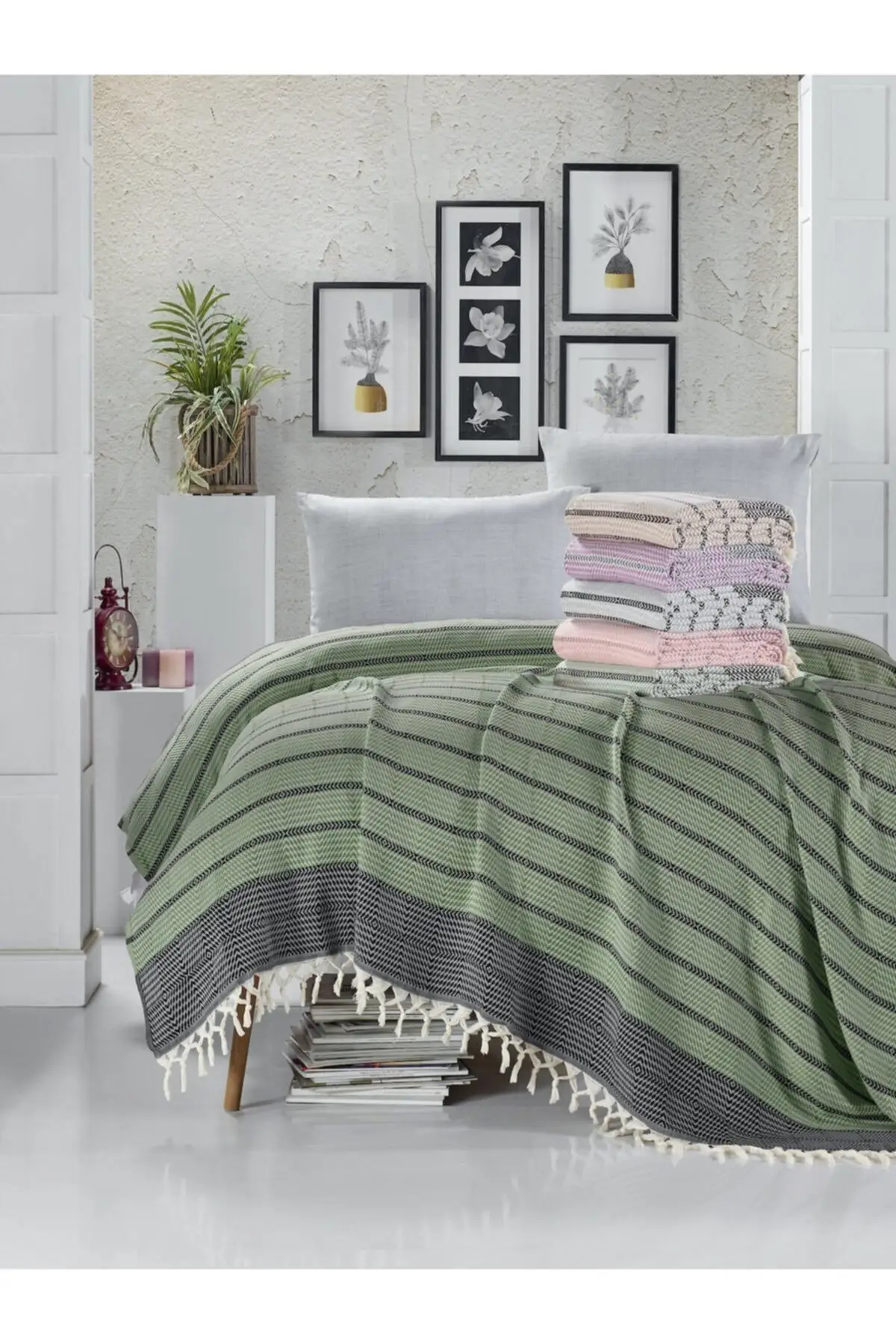 

Honkong Organic cotton double pique bed cover sofa shawl tv throws blankets Decorative Knit Fringed Queen Bedspreads Bedsheets