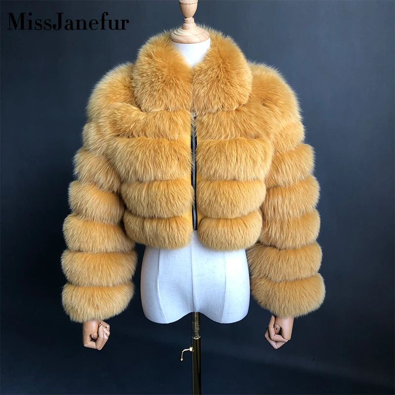 

New Arrival Woman's Real Fox Fur Coat Short Style Slim Fit Zipper Fashion Real Fur Jacket
