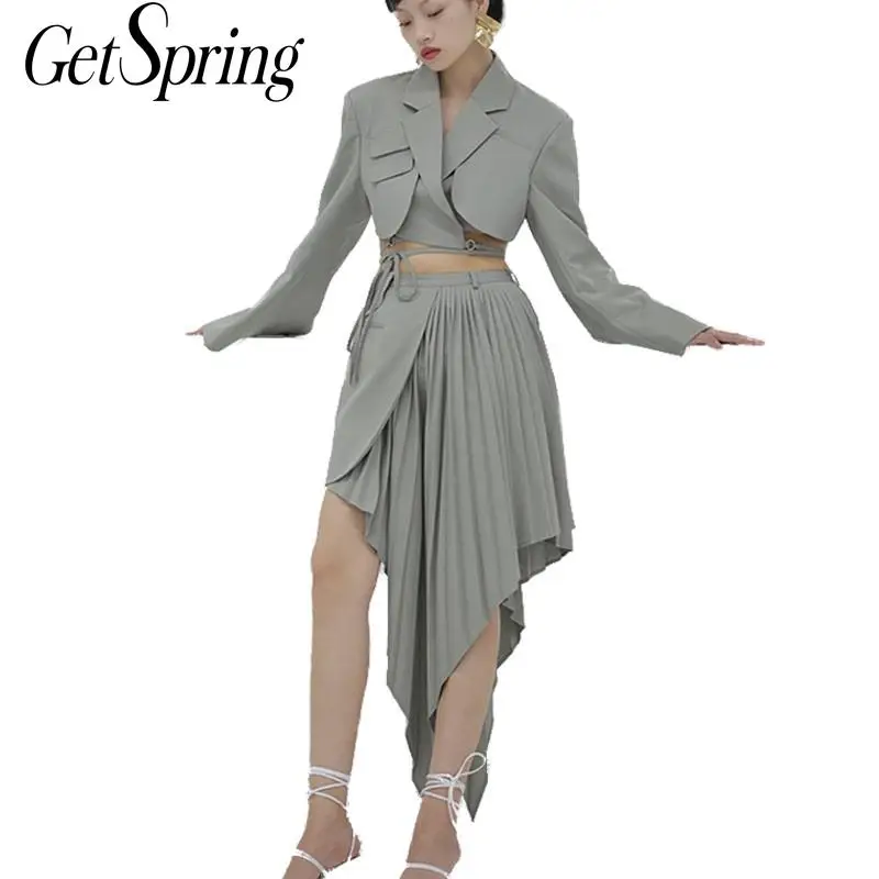 

Женская Асимметричная юбка GetSpring, длинная Плиссированная юбка с высокой талией, длинные юбки с закругленными краями, модные летние юбки, вес...