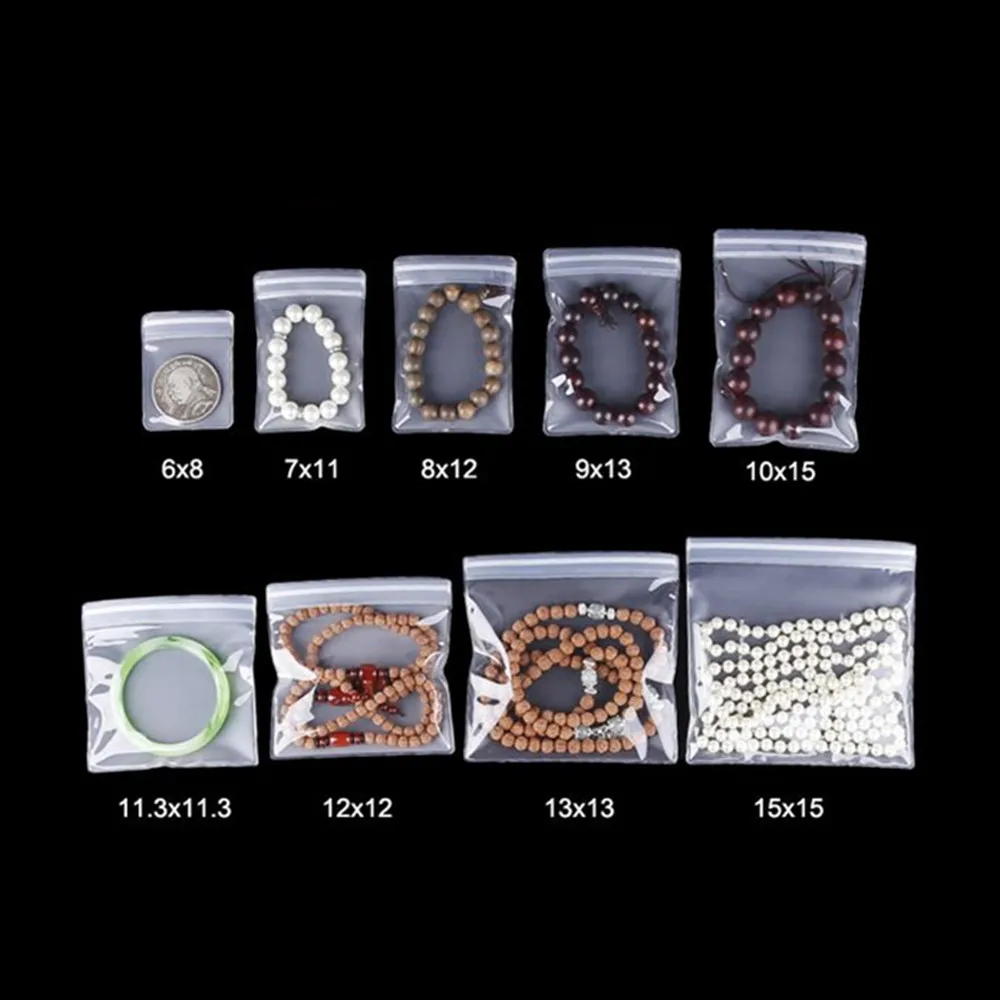 

100pcs Zipper Resealable EVA Pack Bag for Jewelry Bracelet Anti-Oxidation Self Seal Packing Bag Clear Eco-friendly Plastic Pouch