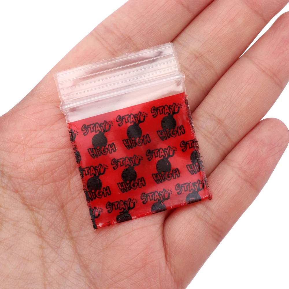 100Pcs пластиковый мешок запечатывания Портативный красного цвета с рисунком