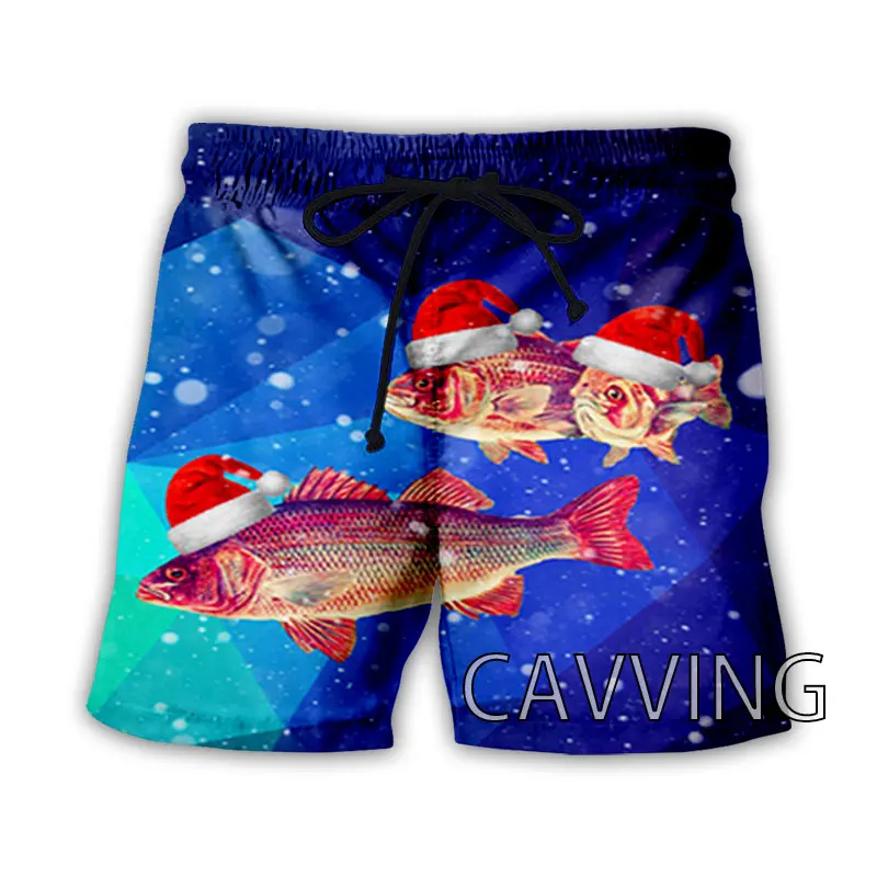 Пляжные шорты CAVVING с 3D принтом Счастливого Рождества рыбы уличная одежда