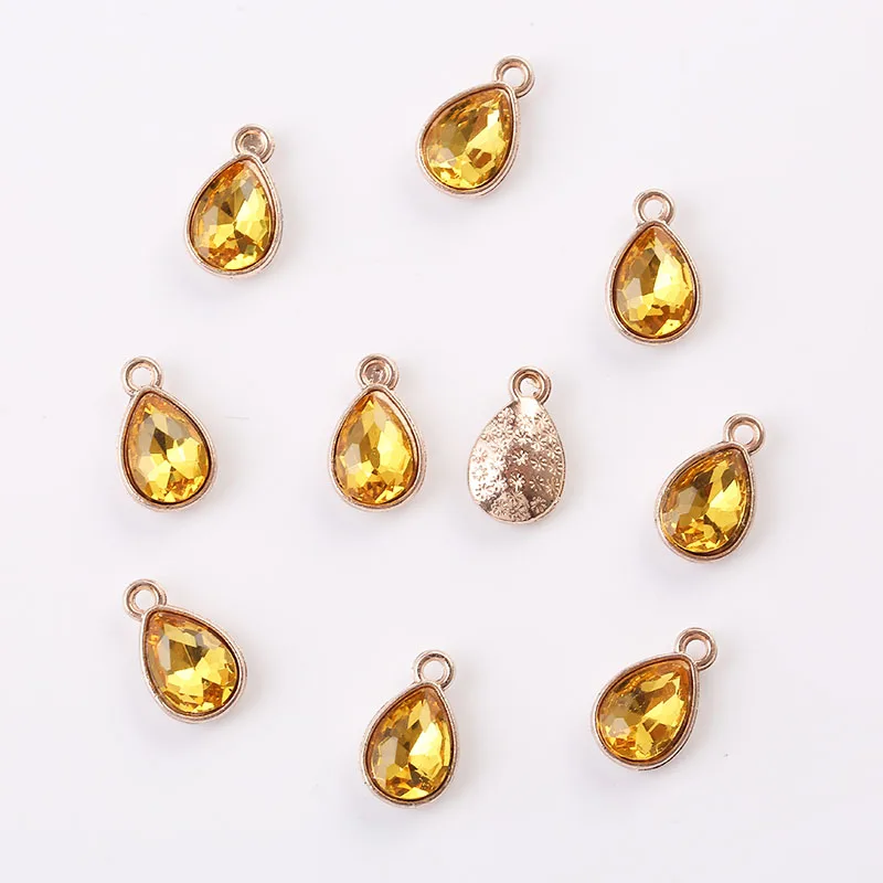 10 шт. золотисто желтый кристалл кулон золото/серебро/розовое золото Тон 8 × 15 мм DIY