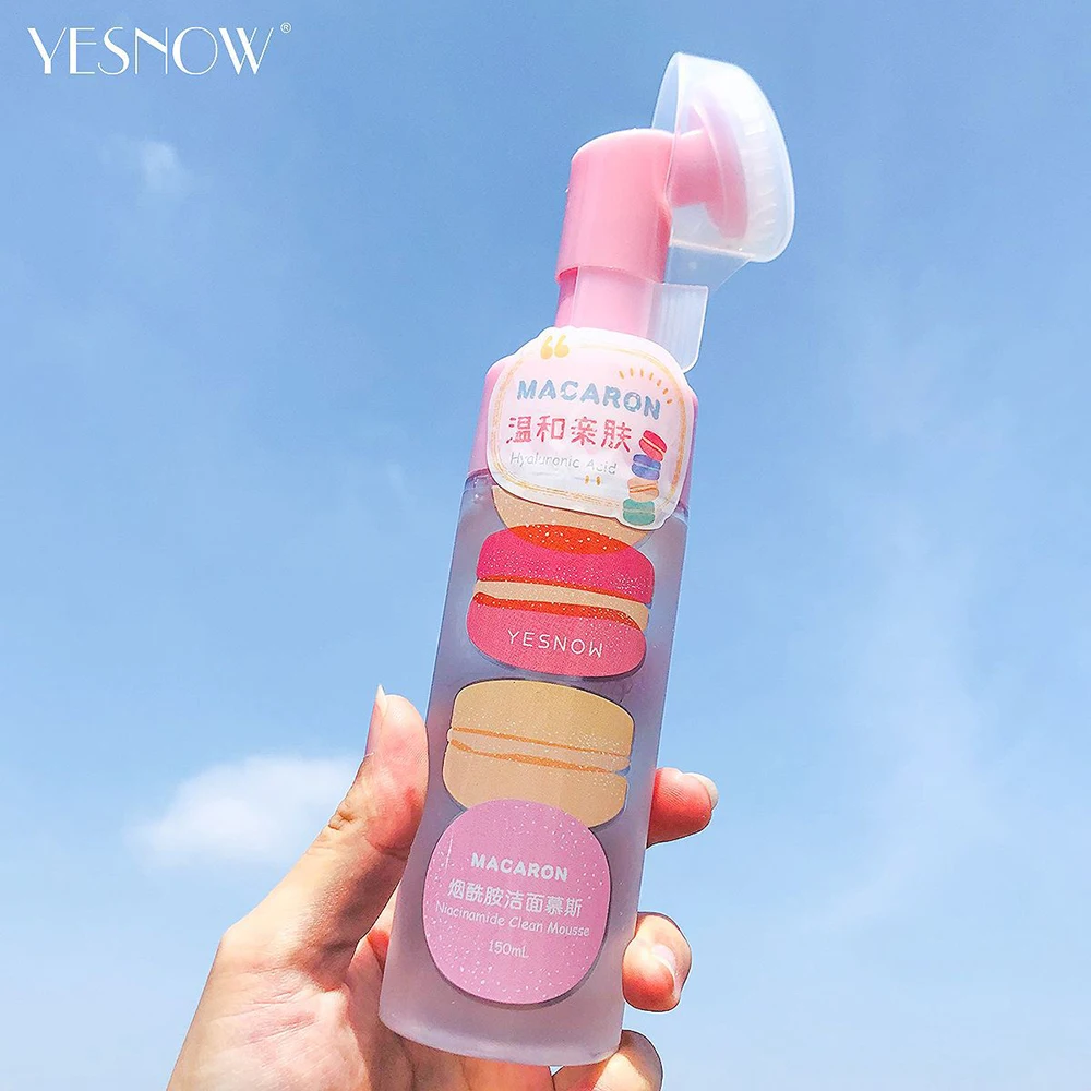 

Macaron Niacinamide Cleansing Mousse Facial Cleanser Foam Deep Cleaning Scrub Whitening Moisturizing Anti Aging Massage Brush