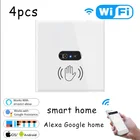 Настенный сенсорный выключатель Zigbee Tuya, Европейский инфракрасный датчик света без касания стеклянной панели, работает с Alexa Google Home