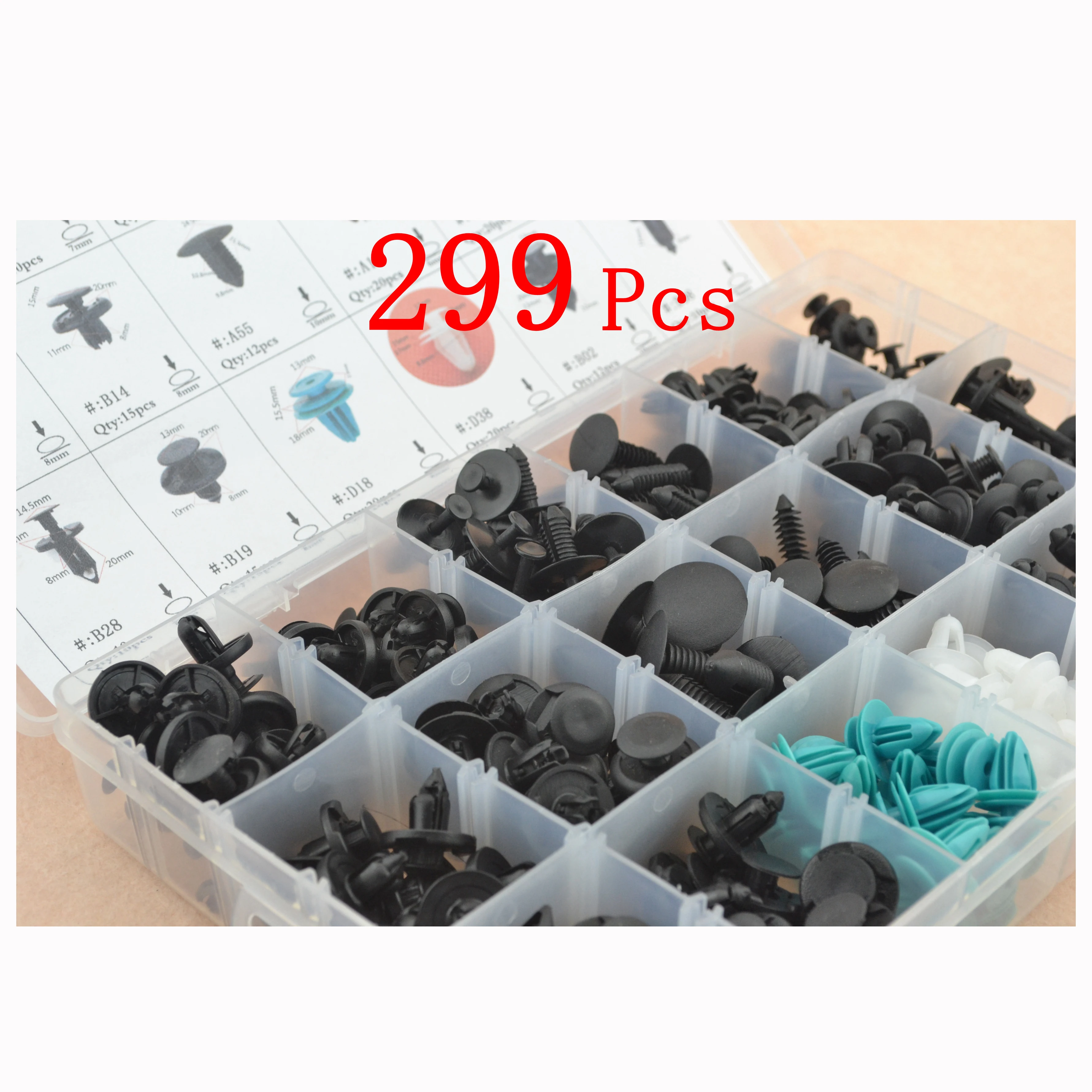 

299pcs Set of Car Clips Mountings Pins Headliner Retainer Fastener Screws 18 Types
