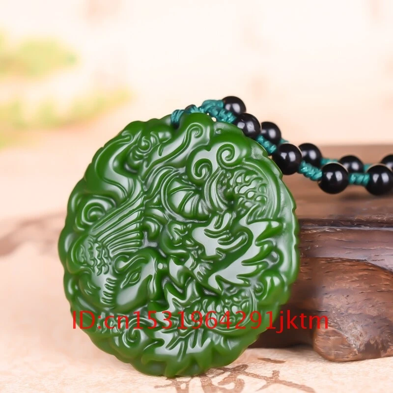 

Green Hand Gifts Phoenix Men Pendant for Natural Jade Carved Dragon Women Jadeite Necklace Amulet Jewelry Chinese Fashion Charm