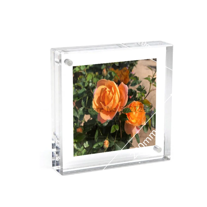 

Freestanding Square Acrylic Magnetic Photo Frame For Double Side Viewd 12*12CM