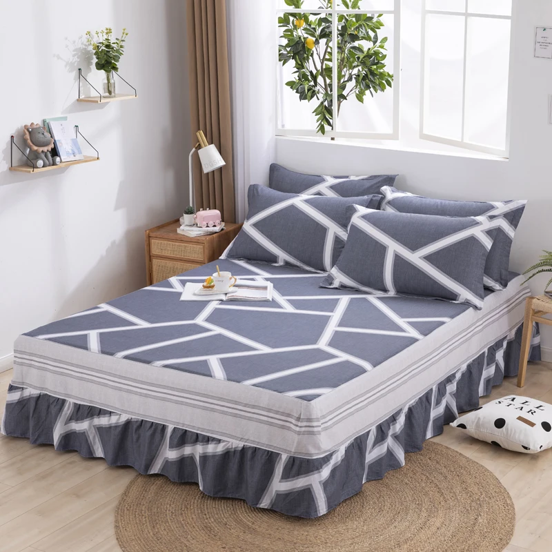 Постельное белье с юбкой из 100% хлопка наматрасник принтом в виде сердца цветов