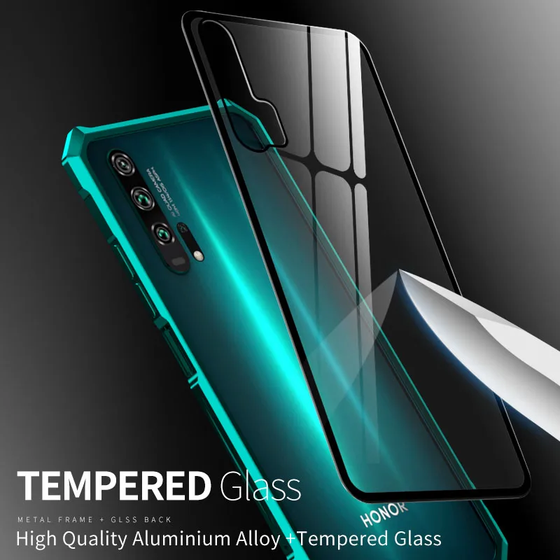 

For Huawei Honor 20 Case Honor 20 Lite Bumper Metal Aluminum Frame Cover with Glass Back Cover Hard Case for Huawei 20 Pro Cases