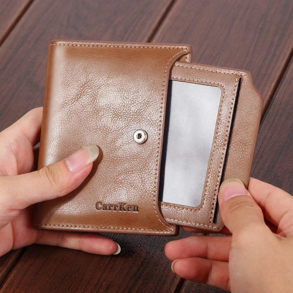 Men Wallets Fashion Short Desigh Zipper Card Holder Men Leather Purse Solid Coin Pocket High Quality Male Purse wallet women
