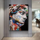 Абстрактный граффити голова Давида скульптура холст живопись плакаты и принты настенное искусство картины для гостиной украшение квадраты