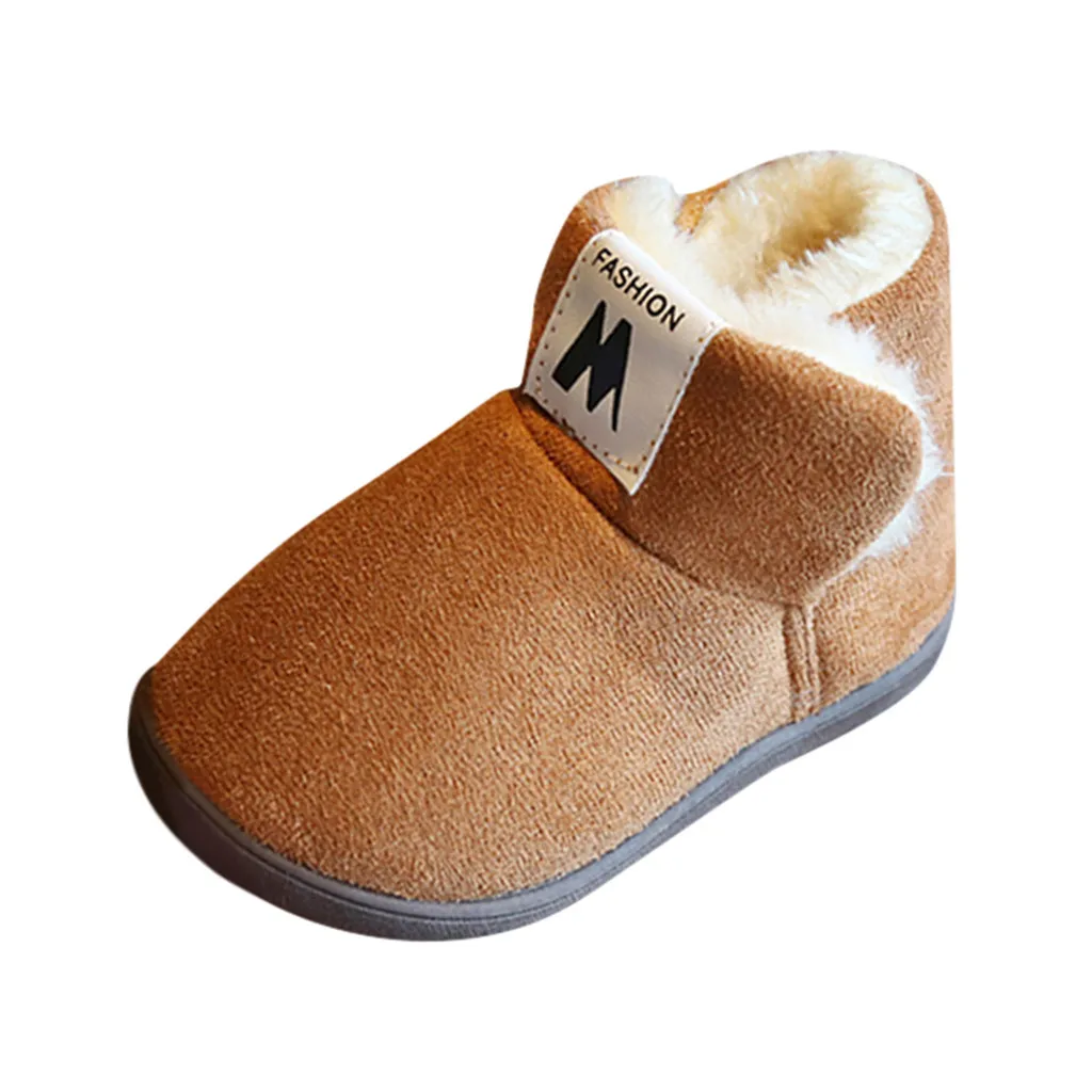 2019 Детские однотонные зимние теплые нескользящие спортивные ботинки на плоской