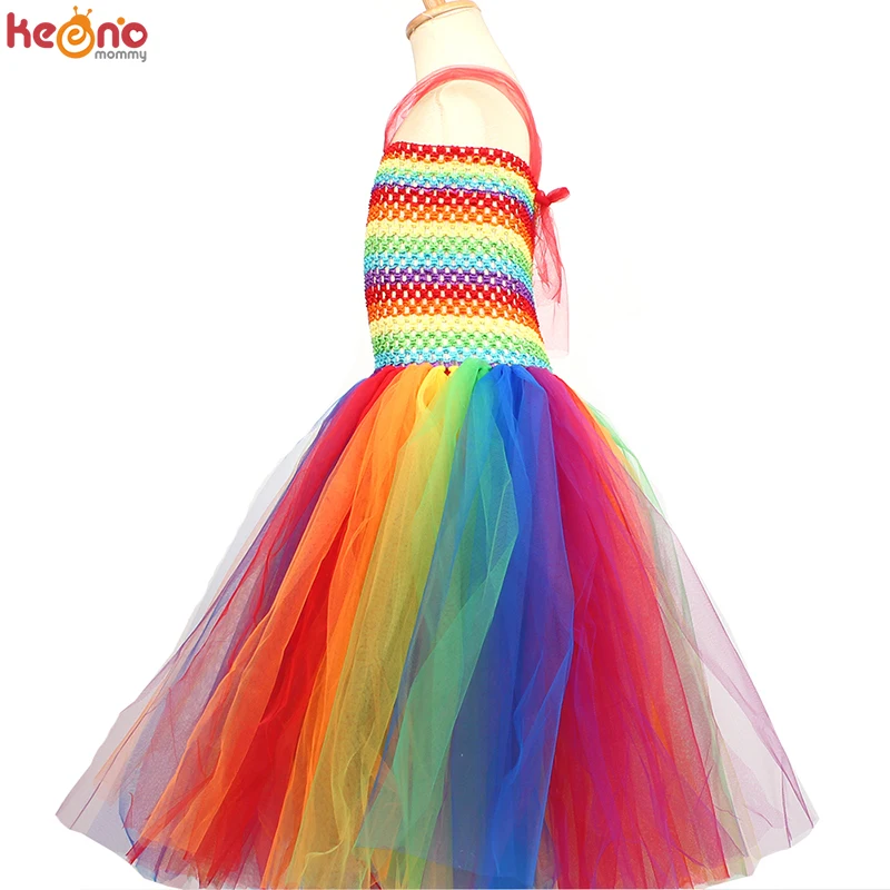 Платье пачка для девочек радужного цирка клоуна Детский костюм хэллоуивечерние
