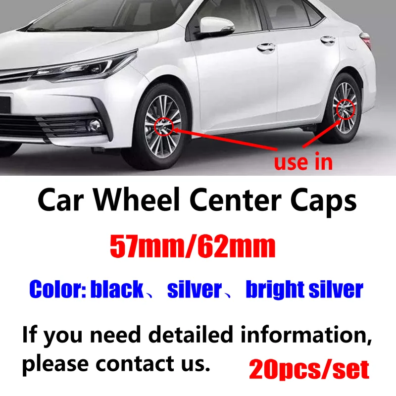 20 шт. 57 мм 62 60 черные и Серебристые колпачки для центра колеса автомобиля чехлы