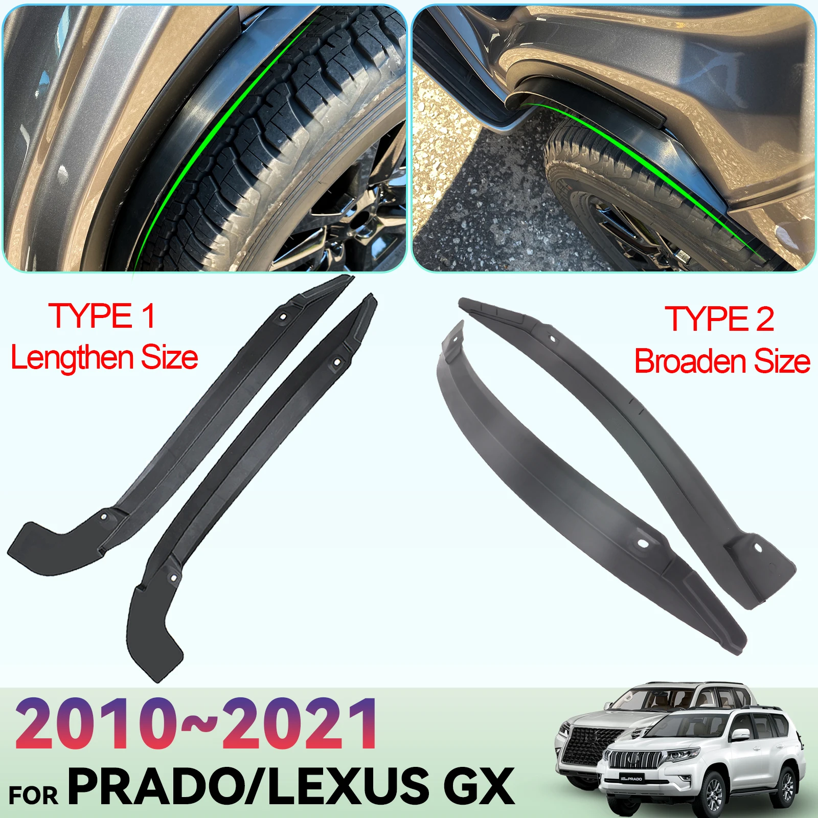 For Toyota Land Cruiser Prado 150 GX460 Rear Wheel Fender Lining Liner Apron Door Gap Mud Guard 2010 2013 2015 2017 2018 2021 22