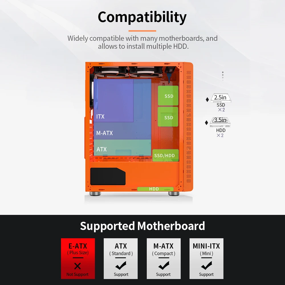 Чехол для игрового компьютера 330 9 с поддержкой материнской платы ATX MICROE Водяной