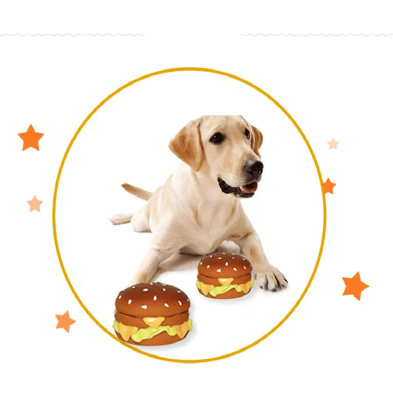 

Pet Dog Toy Burger French Fries Molar Bite Resistant Doggie Relief Interactive Sound Dog Toy Latex Material Interesting
