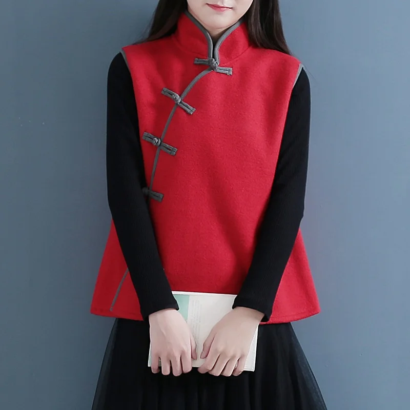 Женский жилет в китайском стиле китайский халат с воротником стойкой и