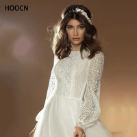 herburnl a line lace muslim modern wedding dresses o neck beading belt bride gowns wedding gown with long sleeves