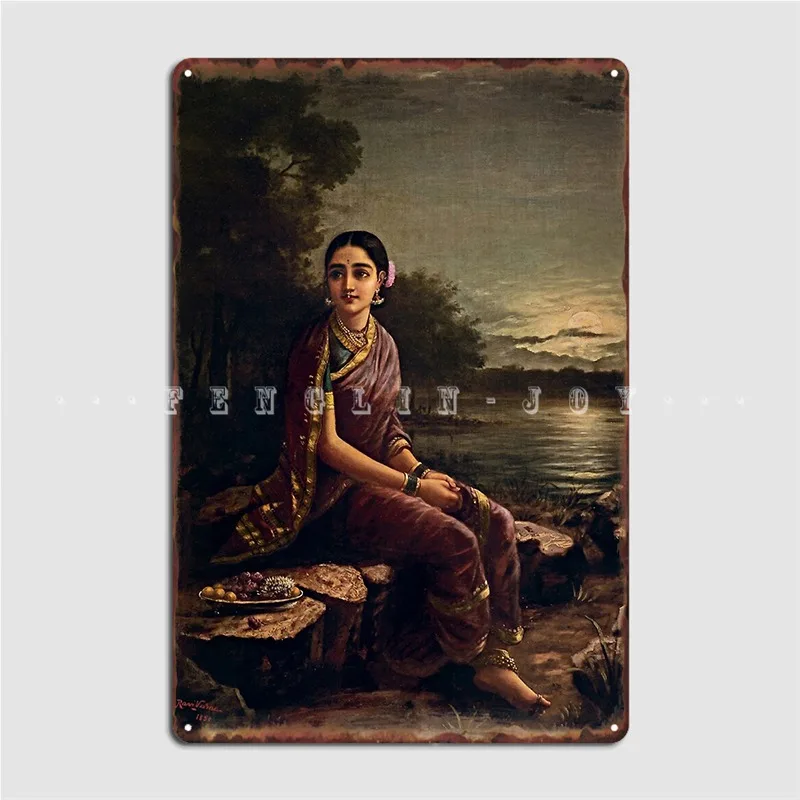 Раджа Рави варма Радха в искусственном металлическом налете клубный